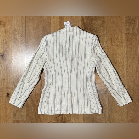 Women's Chaps Striped Cream Linen-Blend Blazer Size 8 Buisness Casual (NWT) - Picture 4 of 8